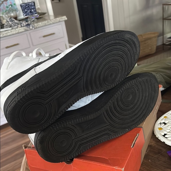 Nike Air Force 1 High-Top White and Black Sneakers - Picture 8 of 9